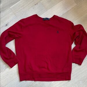 Polo by Ralph Lauren Men's Red Crewneck Sweatshirt with Navy Pony